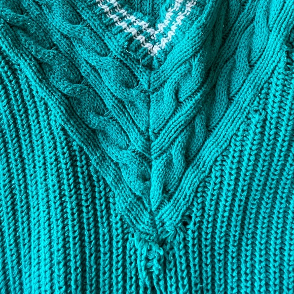 Teal Knitted V Neck - Picture 2 of 2